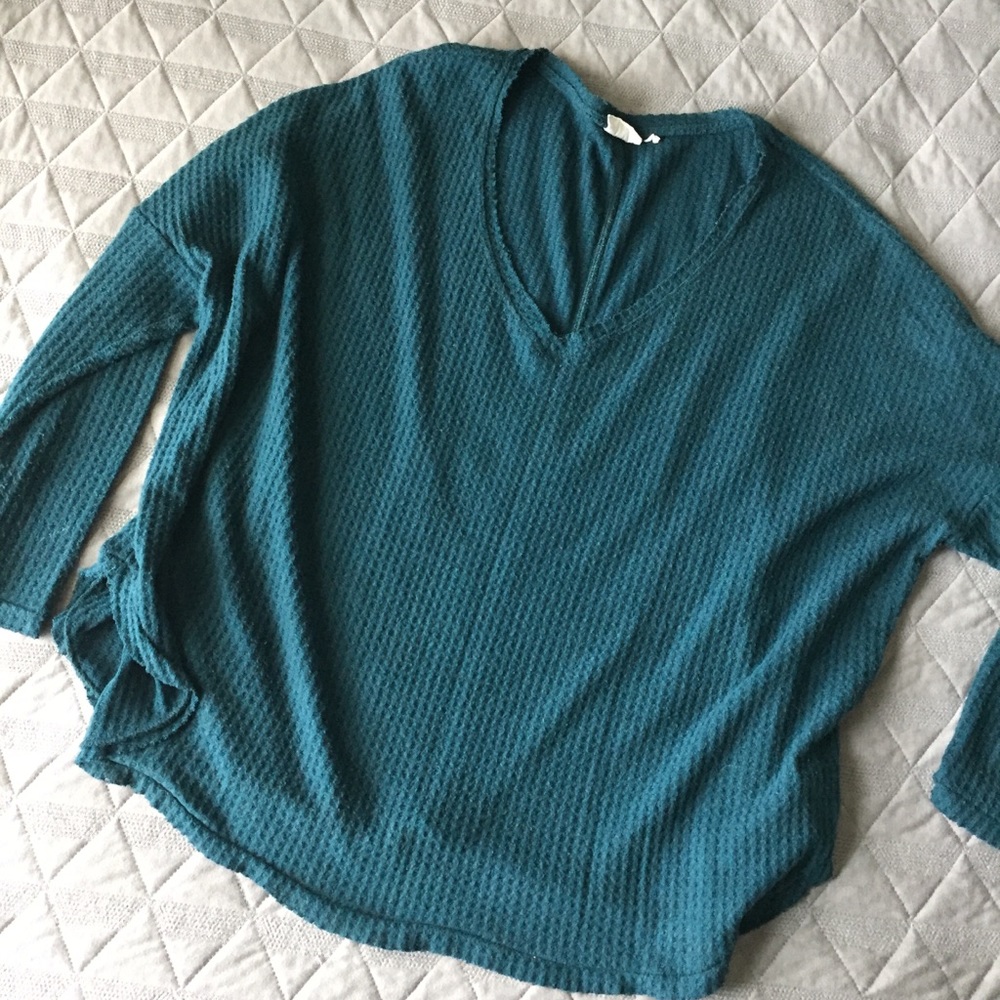 Casual teal waffle shirt